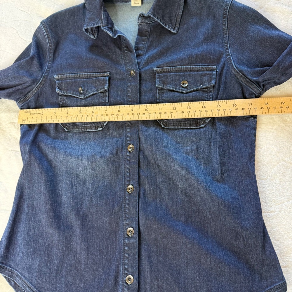 Coldwater Creek Womens S Dark Wash Denim Button Down Shaped Fit Shirt 4004060 - Picture 7 of 10